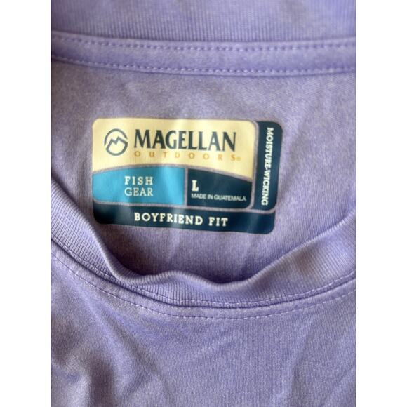 Magellan Shirt Women L Purple Fish Gear Boyfriend Fit Performance Outdoors - Picture 2 of 4